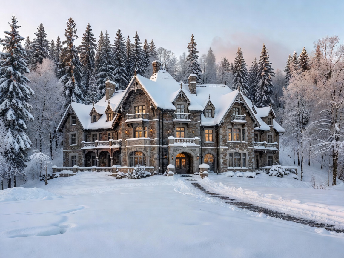 Historic luxury chateau resort in a Canadian winter landscape